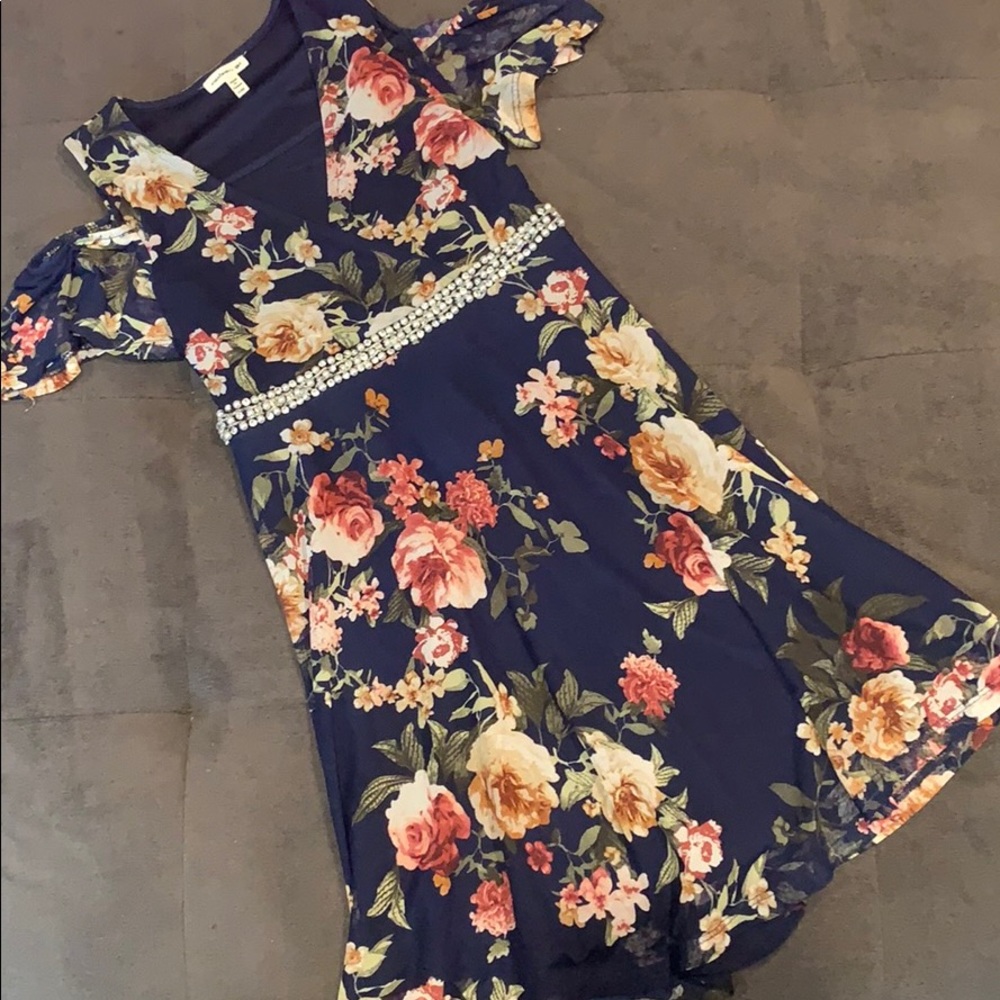 Girls Navy Floral Dress